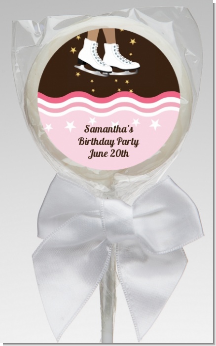 Ice Skating African American - Personalized Birthday Party Lollipop Favors