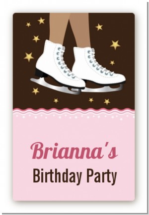 Ice Skating African American - Custom Large Rectangle Birthday Party Sticker/Labels