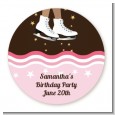 Ice Skating African American - Round Personalized Birthday Party Sticker Labels thumbnail