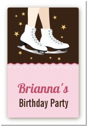 Ice Skating - Custom Large Rectangle Birthday Party Sticker/Labels