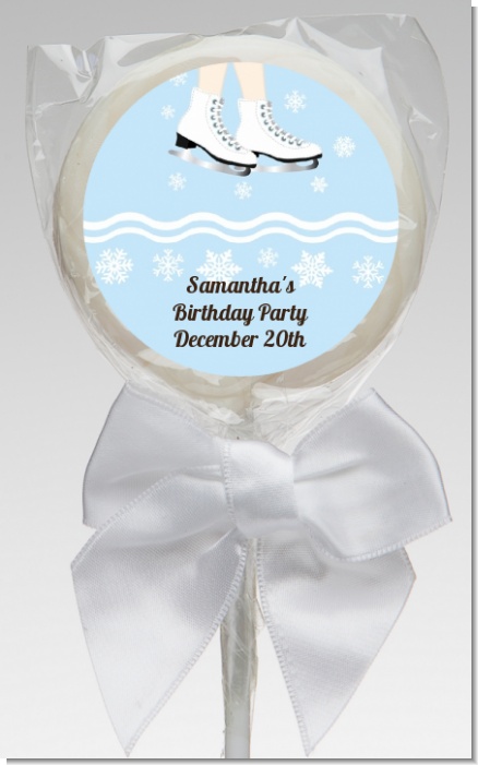 Ice Skating with Snowflakes - Personalized Birthday Party Lollipop Favors
