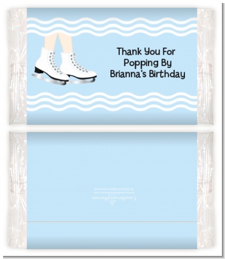 Ice Skating with Snowflakes - Personalized Popcorn Wrapper Birthday Party Favors