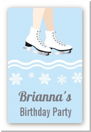 Ice Skating with Snowflakes - Custom Large Rectangle Birthday Party Sticker/Labels