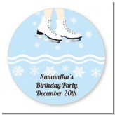 Ice Skating with Snowflakes - Round Personalized Birthday Party Sticker Labels