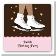 Ice Skating African American - Square Personalized Birthday Party Sticker Labels thumbnail