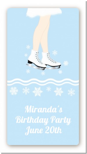 Ice Skating with Snowflakes - Custom Rectangle Birthday Party Sticker/Labels