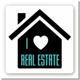 I Love Real Estate - Square Personalized Real Estate Sticker Labels