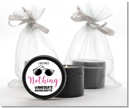 I Regret Nothing - Bridal Shower Black Candle Tin Favors