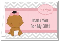 It's A Girl Chevron African American - Baby Shower Thank You Cards