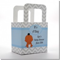 It's A Boy Chevron African American - Personalized Baby Shower Favor Boxes