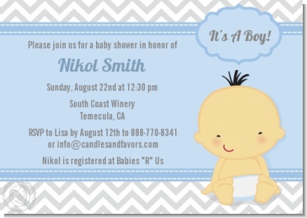 It's A Boy Chevron Asian - Baby Shower Invitations