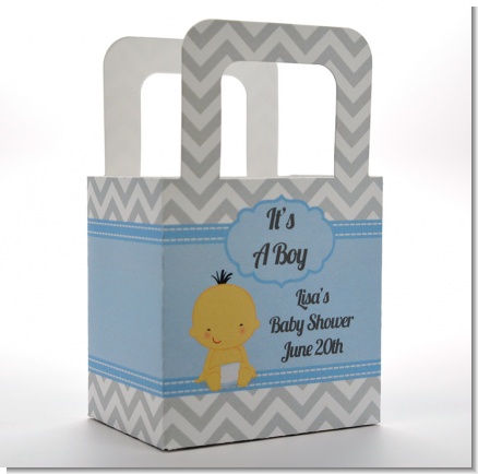 It's A Boy Chevron Asian - Personalized Baby Shower Favor Boxes