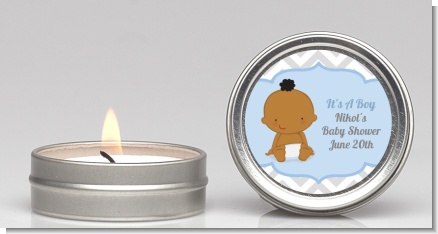 It's A Boy Chevron African American - Baby Shower Candle Favors