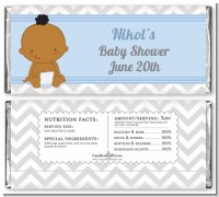 It's A Boy Chevron African American - Personalized Baby Shower Candy Bar Wrappers