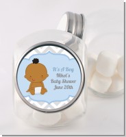 It's A Boy Chevron African American - Personalized Baby Shower Candy Jar