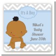 It's A Boy Chevron African American - Square Personalized Baby Shower Sticker Labels thumbnail