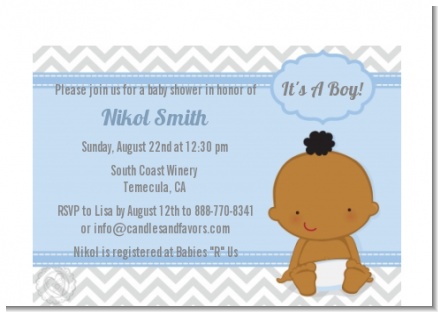 It's A Boy Chevron African American - Baby Shower Petite Invitations