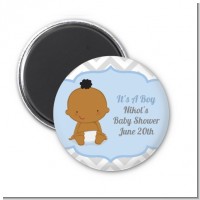 It's A Boy Chevron African American - Personalized Baby Shower Magnet Favors