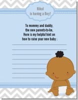 It's A Boy Chevron African American - Baby Shower Notes of Advice