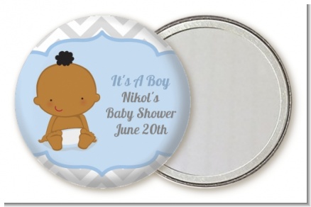It's A Boy Chevron African American - Personalized Baby Shower Pocket Mirror Favors
