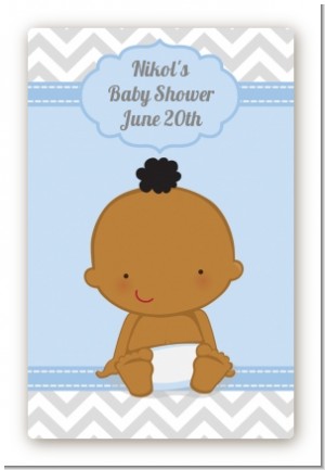 It's A Boy Chevron African American - Custom Large Rectangle Baby Shower Sticker/Labels