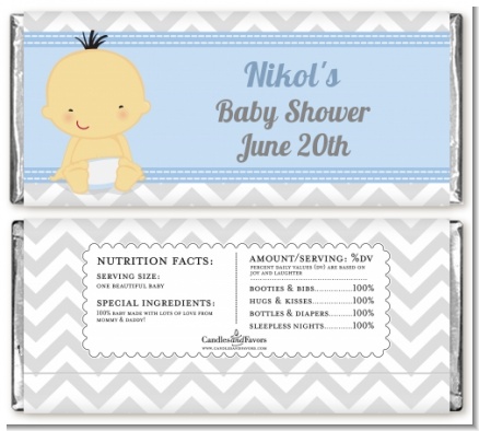It's A Boy Chevron Asian - Personalized Baby Shower Candy Bar Wrappers