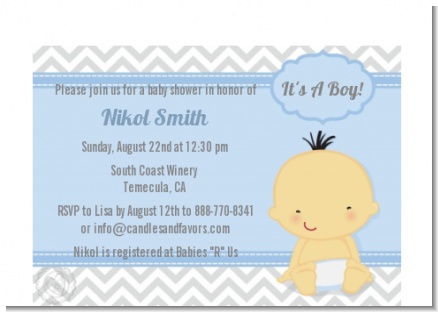 It's A Boy Chevron Asian - Baby Shower Petite Invitations