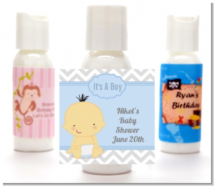 It's A Boy Chevron Asian - Personalized Baby Shower Lotion Favors