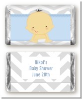 It's A Boy Chevron Asian - Personalized Baby Shower Mini Candy Bar Wrappers