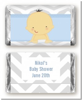 It's A Boy Chevron Asian - Personalized Baby Shower Mini Candy Bar Wrappers
