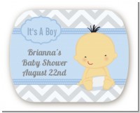 It's A Boy Chevron Asian - Personalized Baby Shower Rounded Corner Stickers