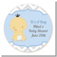 It's A Boy Chevron Asian - Round Personalized Baby Shower Sticker Labels thumbnail