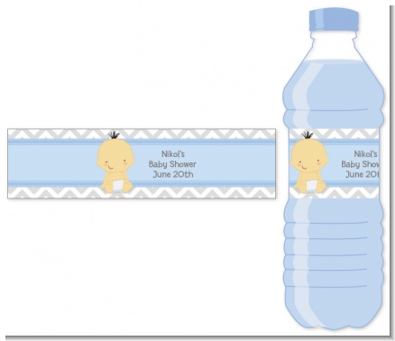 It's A Boy Chevron Asian - Personalized Baby Shower Water Bottle Labels