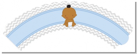 It's A Boy Chevron African American - Baby Shower Cupcake Wrappers