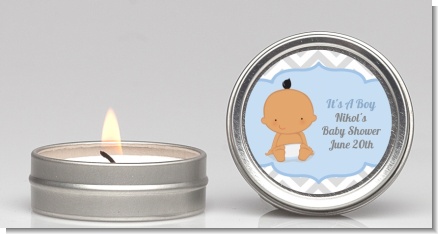 It's A Boy Chevron Hispanic - Baby Shower Candle Favors