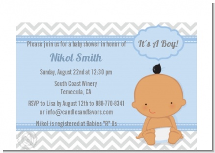 It's A Boy Chevron Hispanic - Baby Shower Petite Invitations