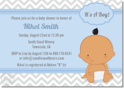 It's A Boy Chevron Hispanic - Baby Shower Invitations