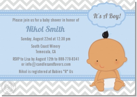 It's A Boy Chevron Hispanic - Baby Shower Invitations