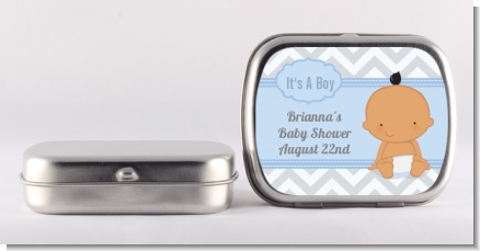 It's A Boy Chevron Hispanic - Personalized Baby Shower Mint Tins