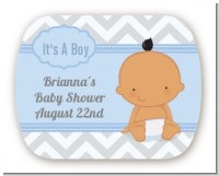 It's A Boy Chevron Hispanic - Personalized Baby Shower Rounded Corner Stickers