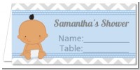 It's A Boy Chevron Hispanic - Personalized Baby Shower Place Cards