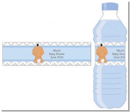 It's A Boy Chevron Hispanic - Personalized Baby Shower Water Bottle Labels