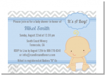 It's A Boy Chevron - Baby Shower Petite Invitations