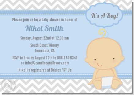 It's A Boy Chevron - Baby Shower Invitations