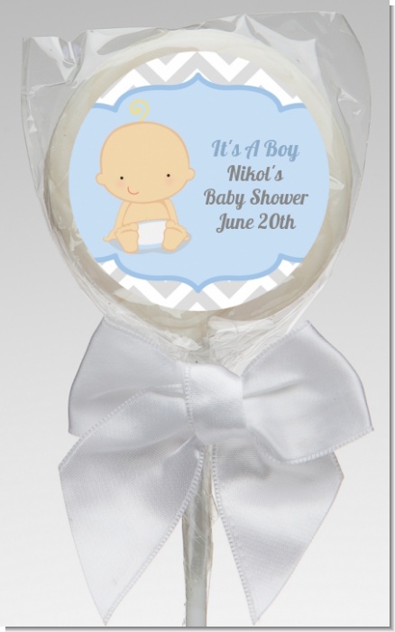 It's A Boy Chevron - Personalized Baby Shower Lollipop Favors
