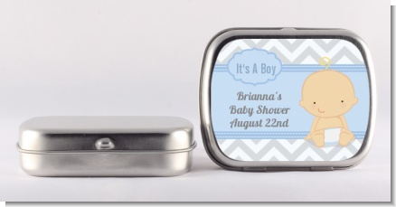 It's A Boy Chevron - Personalized Baby Shower Mint Tins