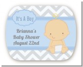 It's A Boy Chevron - Personalized Baby Shower Rounded Corner Stickers