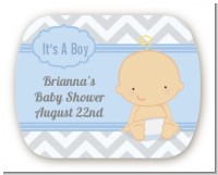 It's A Boy Chevron - Personalized Baby Shower Rounded Corner Stickers