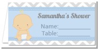 It's A Boy Chevron - Personalized Baby Shower Place Cards