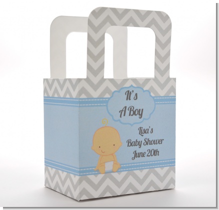 It's A Boy Chevron - Personalized Baby Shower Favor Boxes